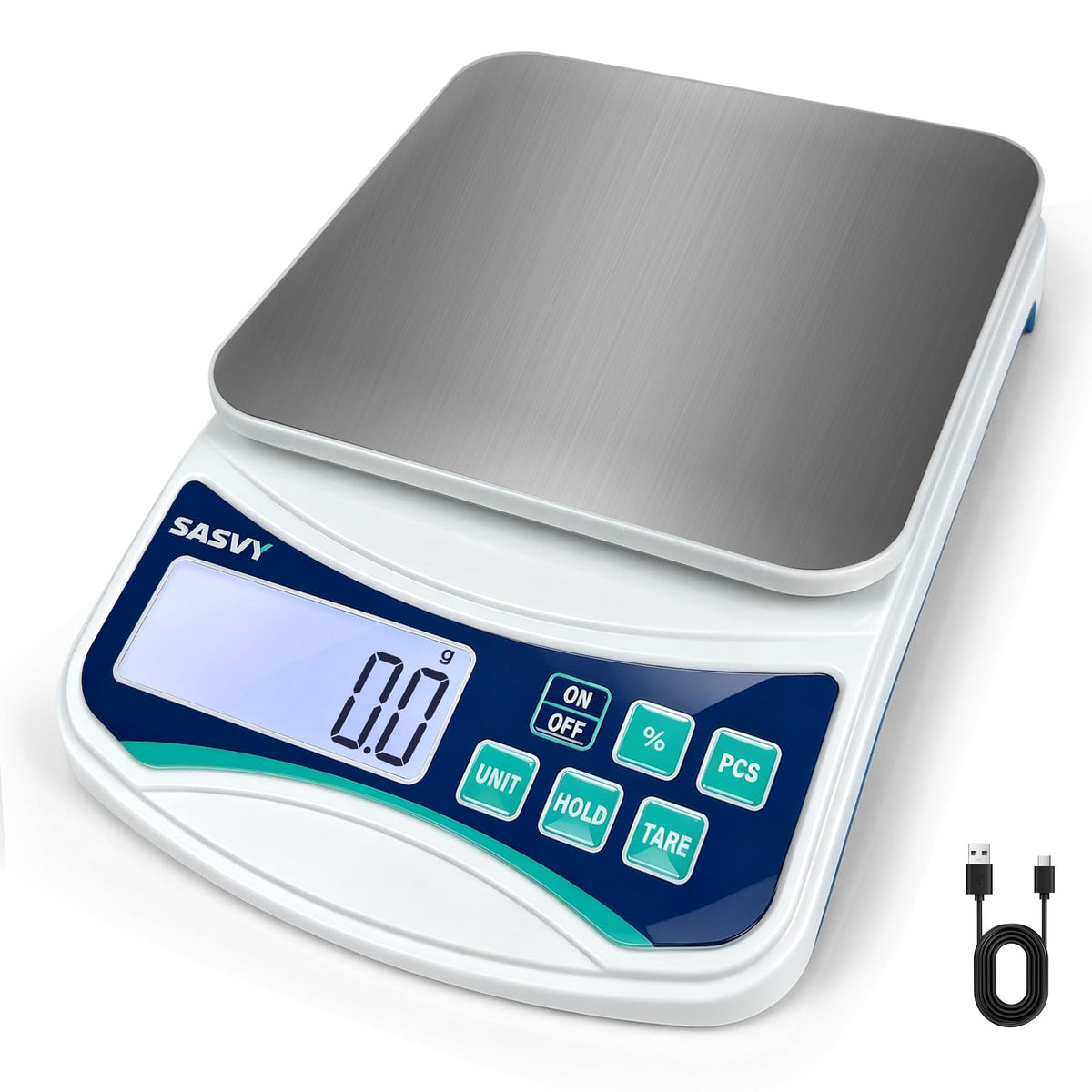 SASVY Large Kitchen Scale 0.1g High Precision, 11lb/5kg Lab Baking Scale