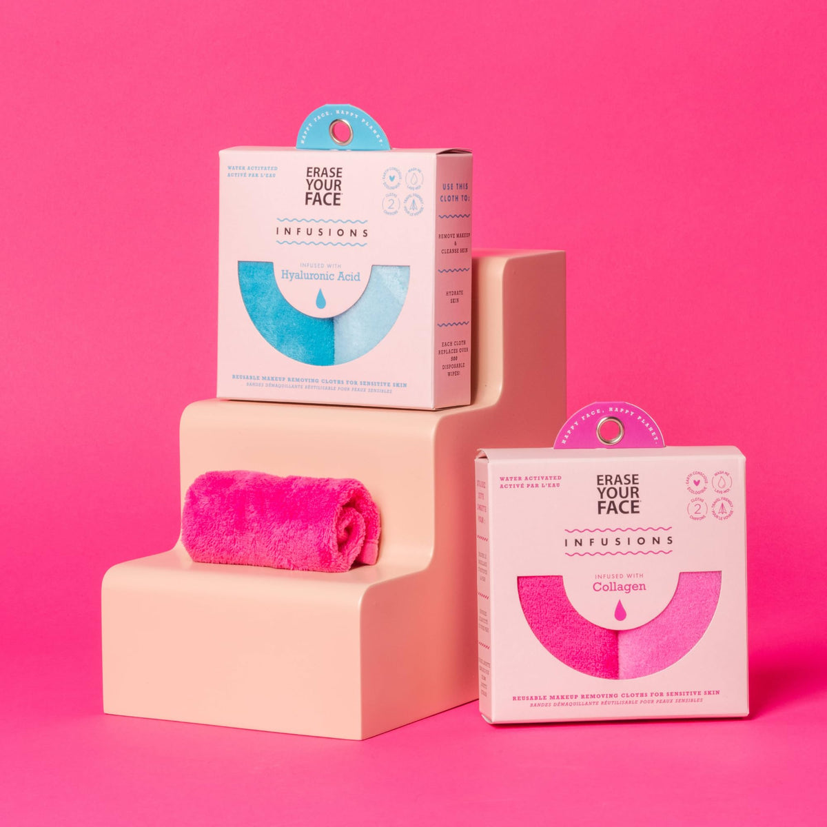 ERASE YOUR FACE Re-usable Makeup Removing Cloth Infused with Hylaluronic Acid - 2 Pack