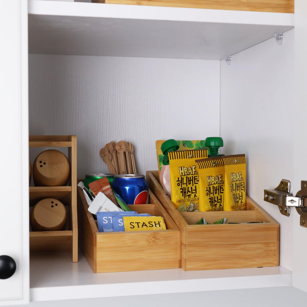 HTB 4-Section Snack Organizer with Removable Dividers for Kitchen 2 Pack