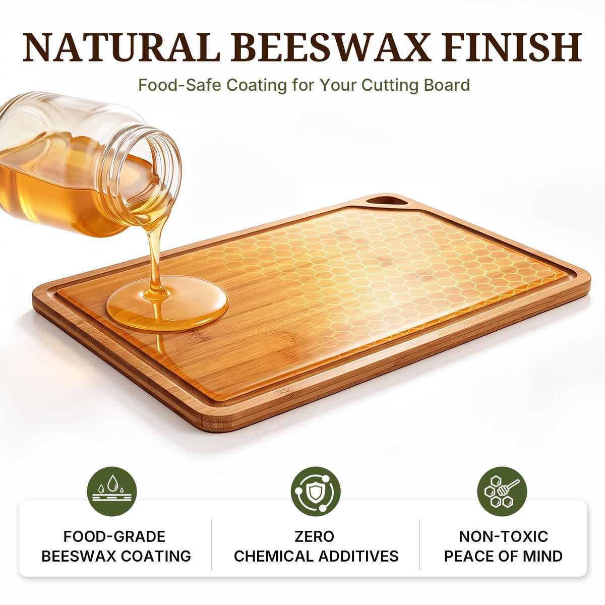 GASHELL Bamboo Cutting Board Set with Beeswax Coating for Kitchen(S+M+L+XL)