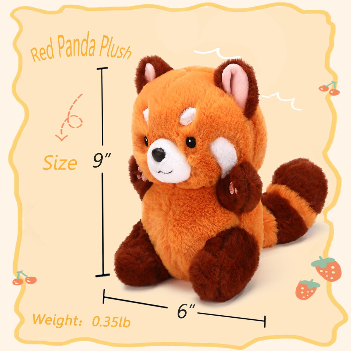 Soft Red Panda Stuffed Animal Plushie Cute Plush Toy Gift for Girls Boys 9”