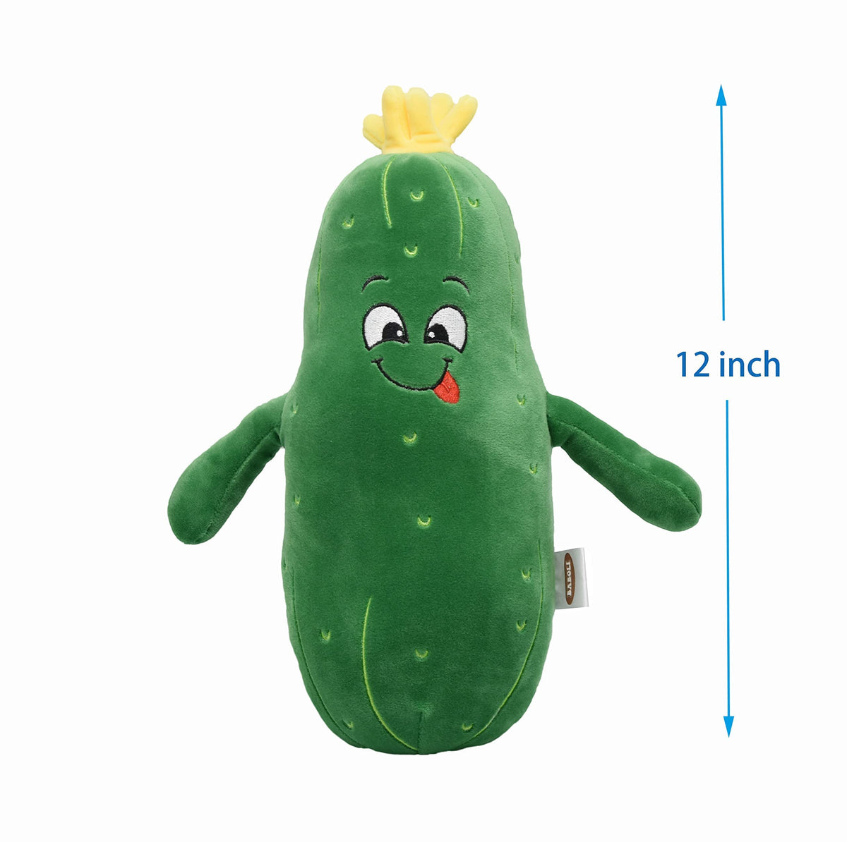 BABOLI Adorable Pickle Stuffed Animal Cucumber Plush Plant with Naughty Face and Yellow Corolla Pretty for Any Plushies Collector 12 Inches