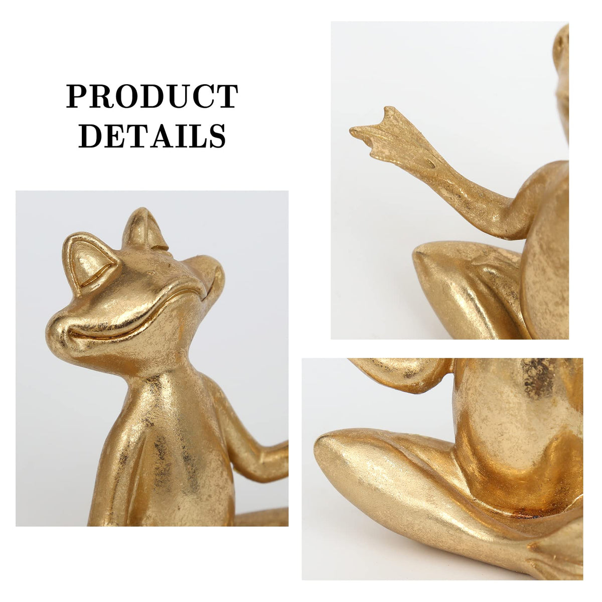 Suoedd Gold Frog Yoga Figurines 3 Pcs,Modern Decor for Shelf,Desk,Office