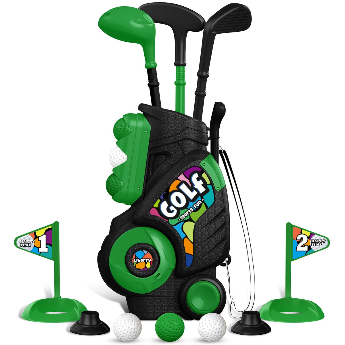 Liberry Toddler Golf Clubs Set Toy for Kids 1 2 3 4 Years Old, Green
