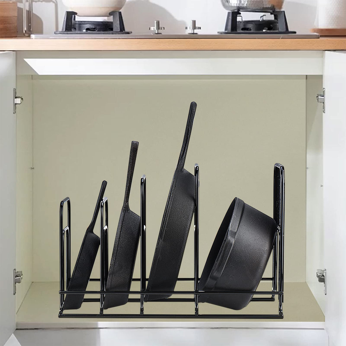 Toplife Heavy Duty Pan Organizer,5 Tier Storage Rack for Cast Iron Skillets