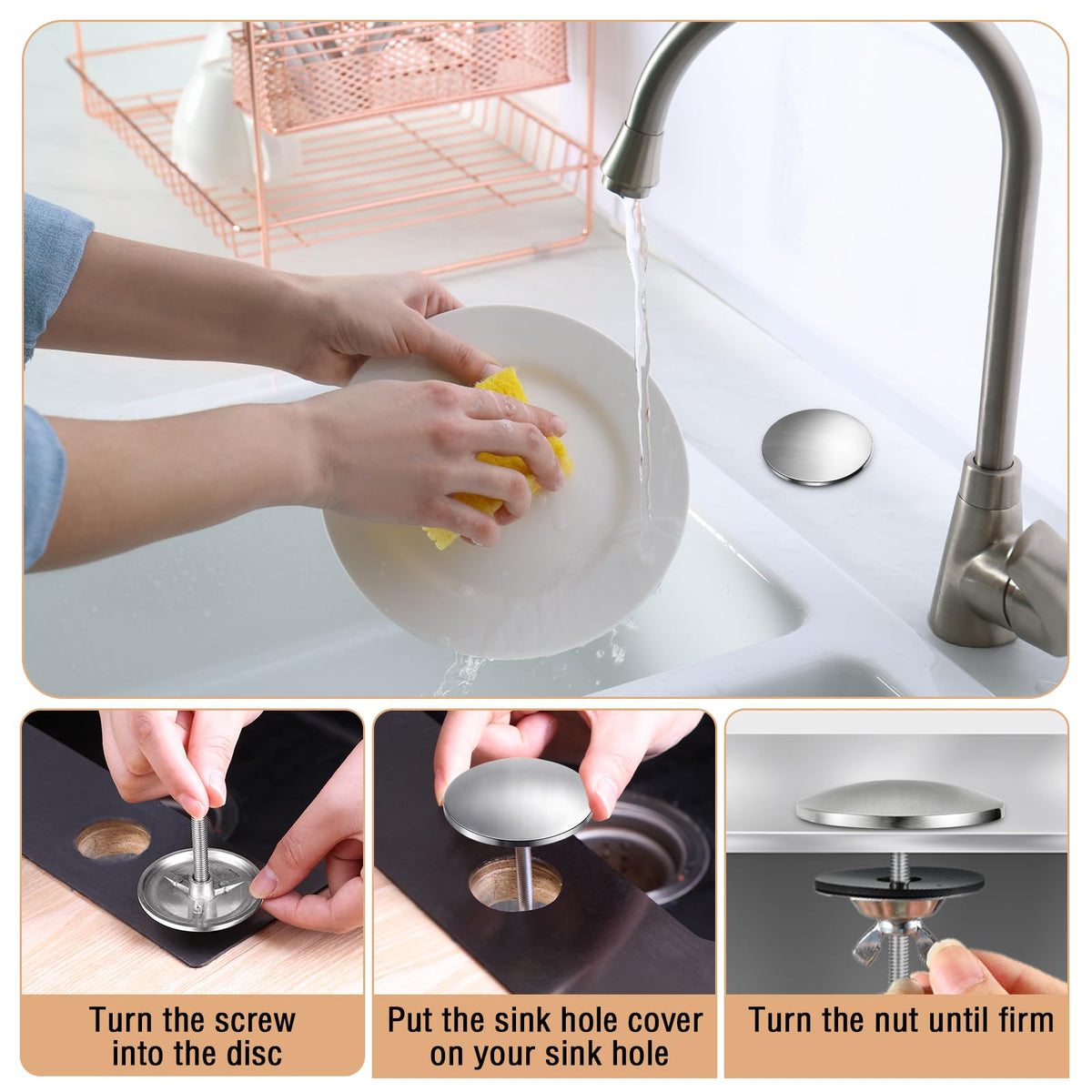 LEIFIDE 2 Inch Faucet Hole Cover for Kitchen Sink,Brushed Stainless Steel