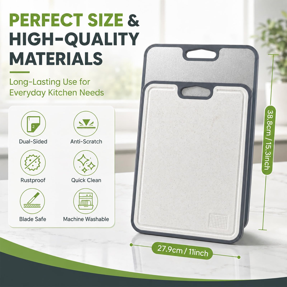 HuitengTec Double Sided Titanium Cutting Board for kitchen