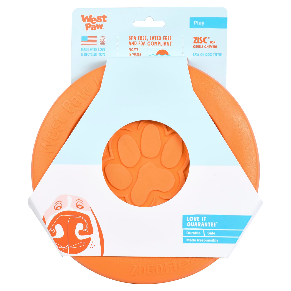 WEST PAW Zisc High-Flying Disc Dog Toy, Large - Tangerine