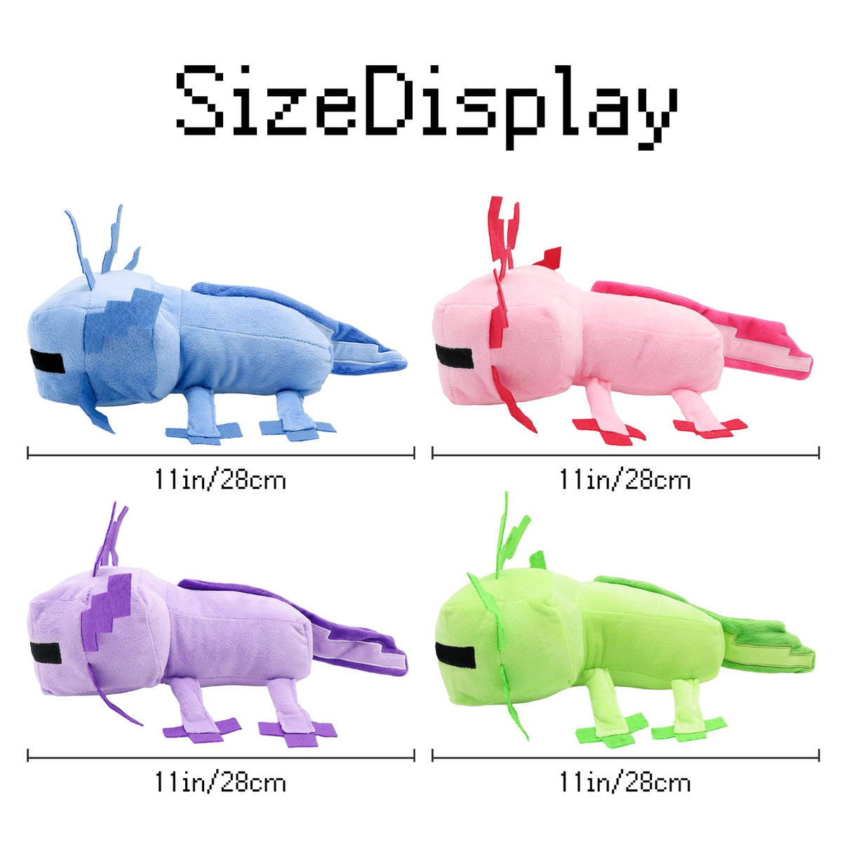 XSLWAN Blue Axolot Plush、Green Axolot Plush、 Pink Axolot Plush and Purple Axolot Plush Plush Stuffed Toy Soft Throw Pillow Kids Birthday Gift for Holidays, Birthdays（4PCS