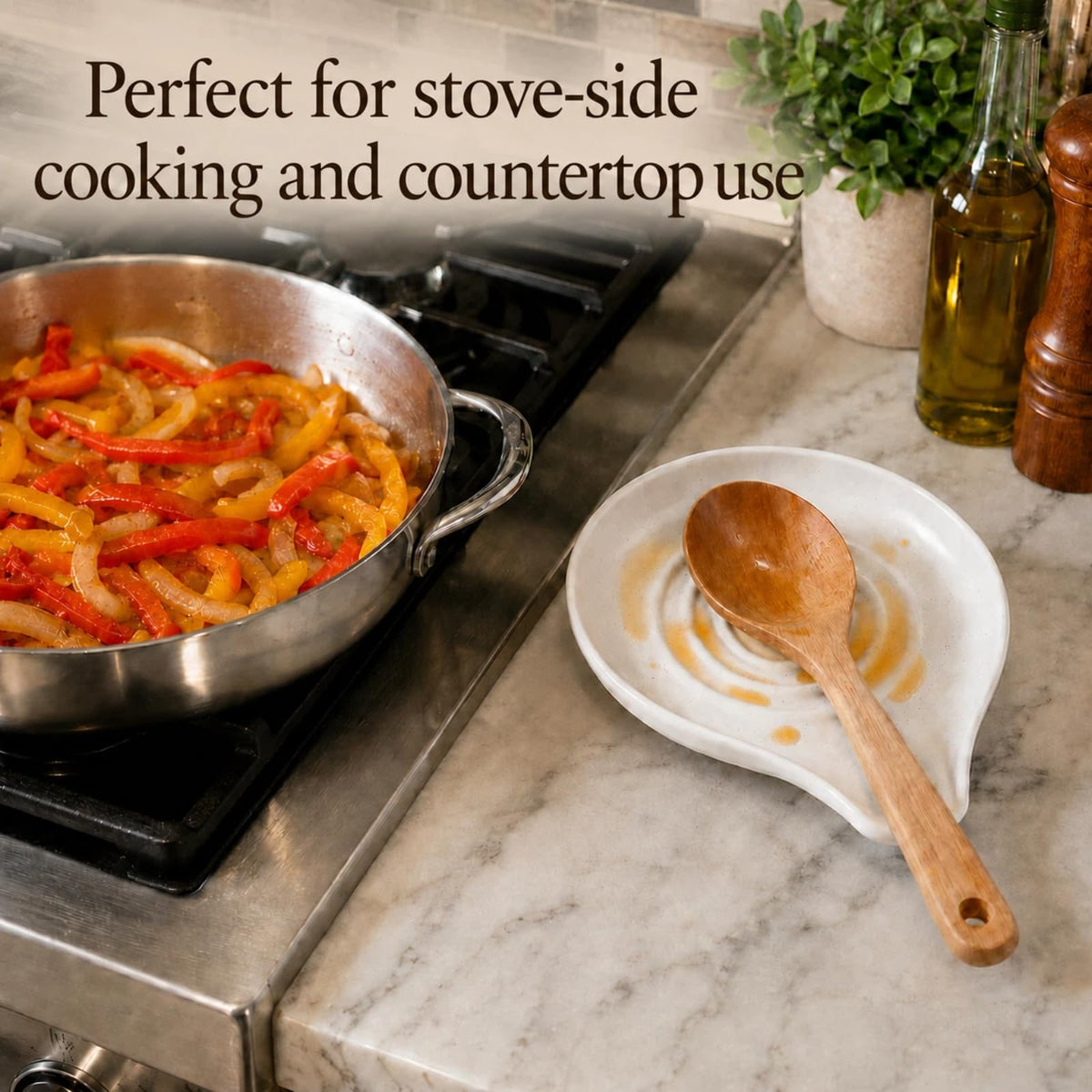MANSWIN Spoon Rest for Stove Top, Ceramic Spoon Holder for Kitchen Counter