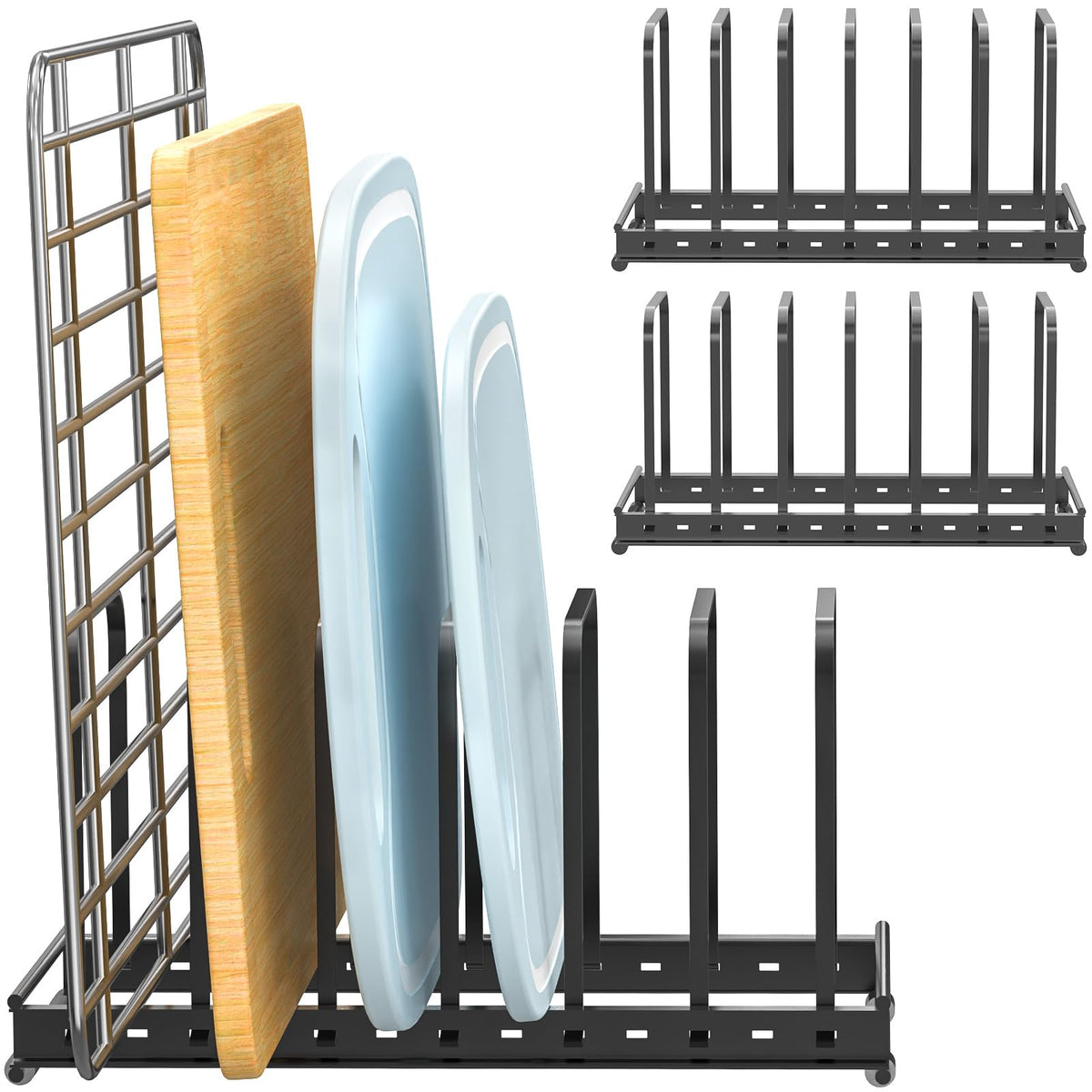 TEAMOLA Metal Cutting Board Organizer - Adjustable Bakeware Rack 2-Pack