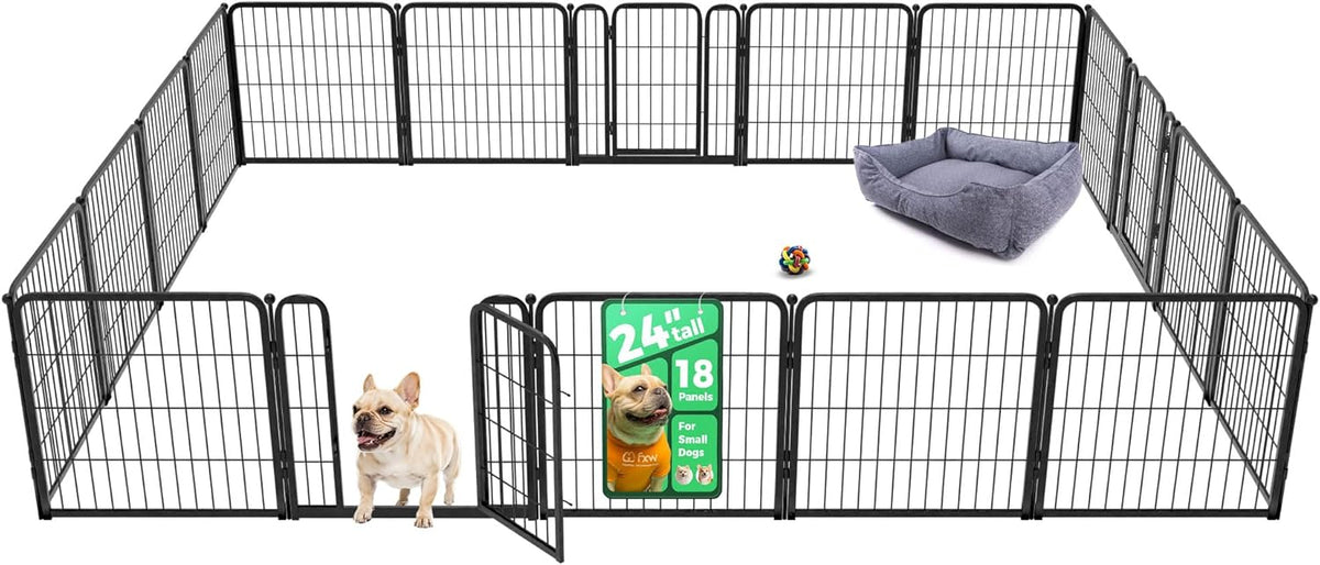 FXW Homeplus Unleashed Indoor Dog Playpen - Stress-Free and Safe Play, Heavy Duty 24 Inch 18 Wire Panels Dog Pen for Puppy and Small Dogs, Black│Patented