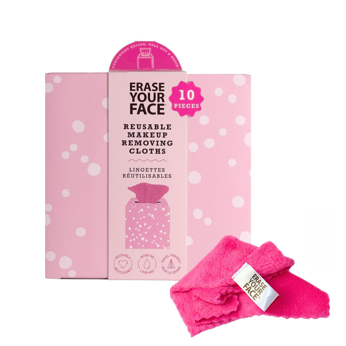 Erase Your Face Reusable Makeup Removing Cloths - Pink (Pack of 10)