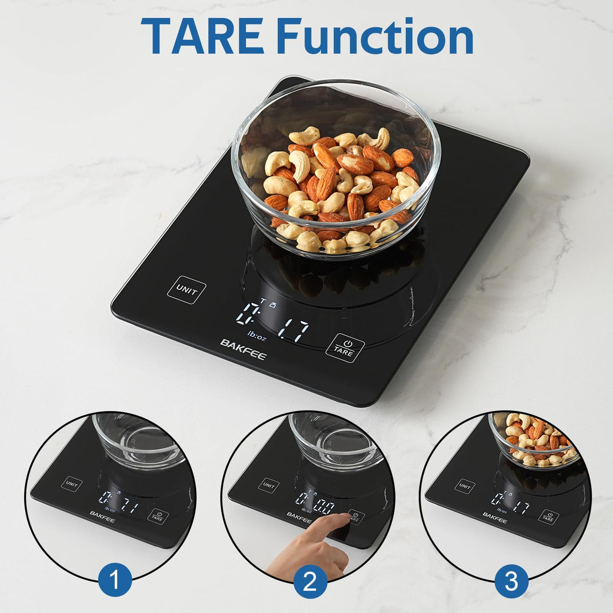 BakFee Waterproof Food Scale, 22lb Kitchen Scale, IP67, Rechargeable, Black
