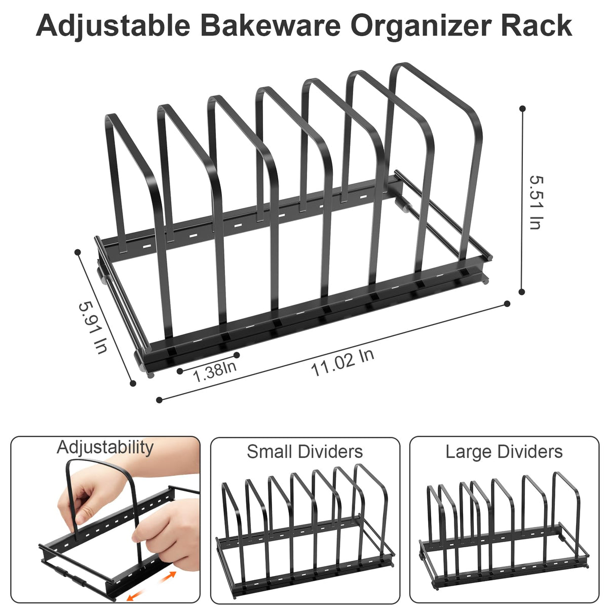 TEAMOLA Metal Cutting Board Organizer - Adjustable Bakeware Rack 2-Pack