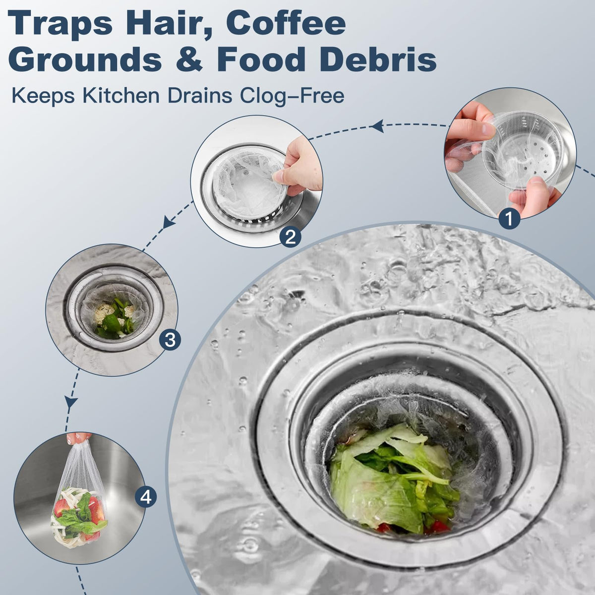 Nuvahome Disposable Sink Drain Strainer: 200Pack Sourdough Mesh Cover