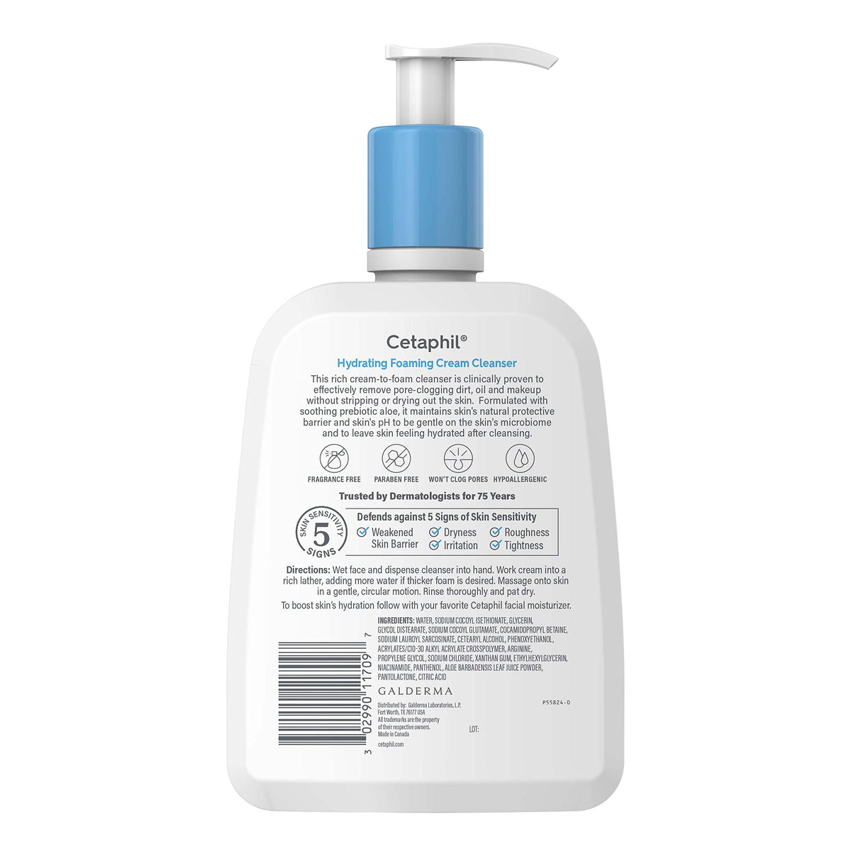Cetaphil Cream to Foam Face Wash, Sensitive Skin Cleanser, 16oz