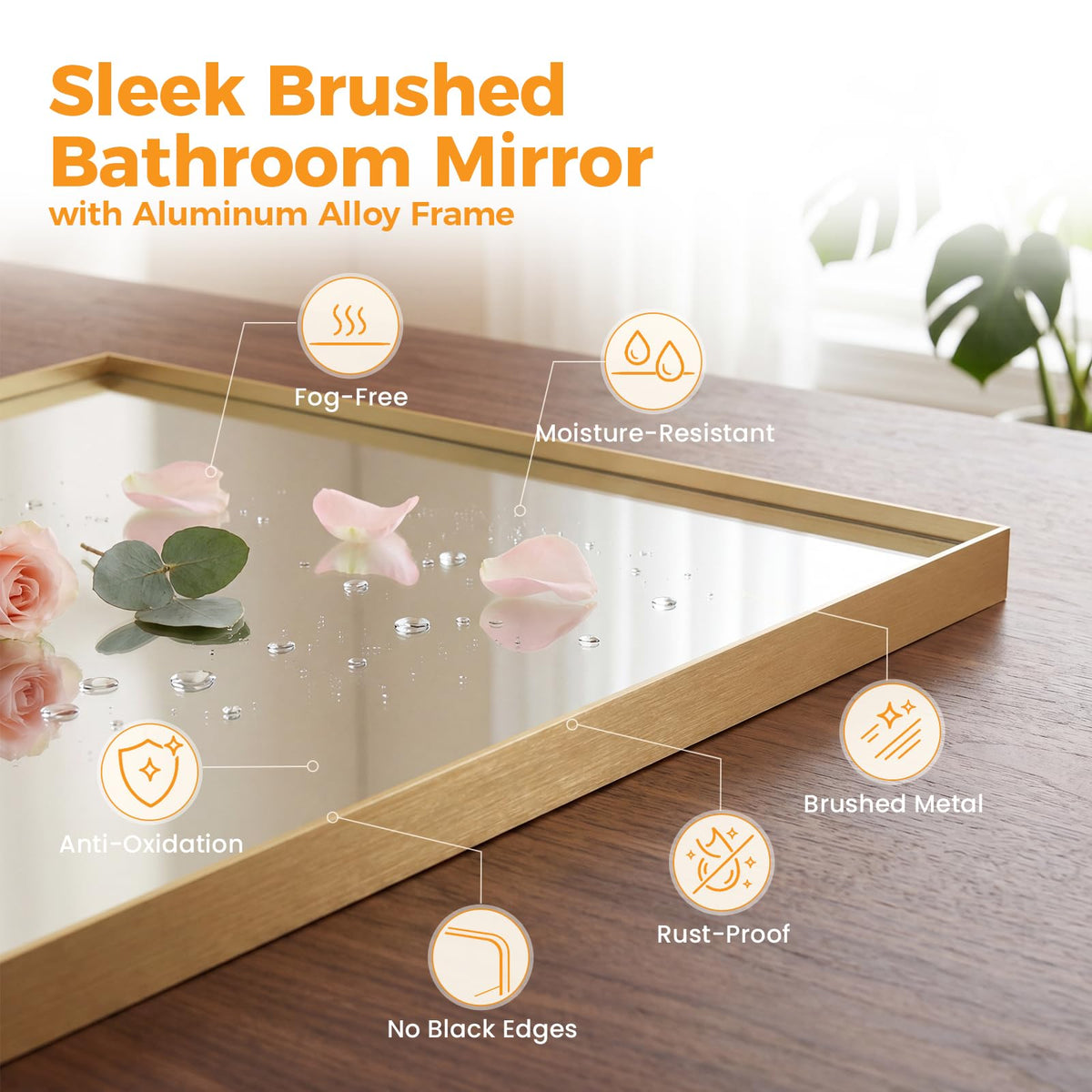 NEWBULIG 24"x36" Wall Mirror, Bathroom Mirrors for Over Sink, Gold