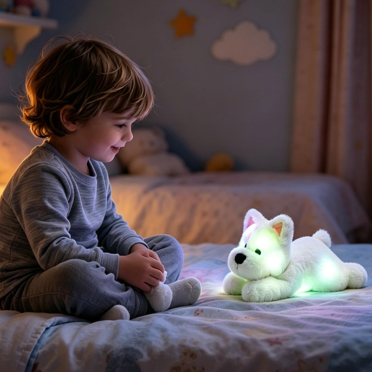 Light up West Highland White Terrier Dog Stuffed Animal Glowing Puppy Plush