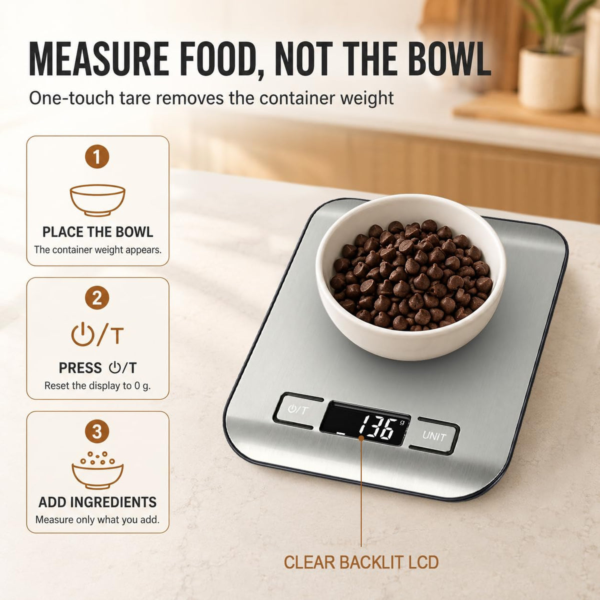 QP Food Scale, 22 lb Digital Kitchen Scale, 1g / 0.1oz Readability, 7 Units