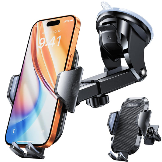 andobil Military-Grade Phone Holders for Your Car 【89+ LBS Strongest Suction & Metal Clip】 2026 Ultimate Car Phone Holder, Dashboard Windshield Vent Cell Phone Car Mount for iPhone Sumsung Android