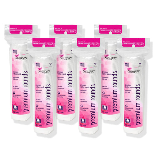 Swisspers Premium Cotton Rounds, Dual-Sided, 100 Count (Pack of 6)
