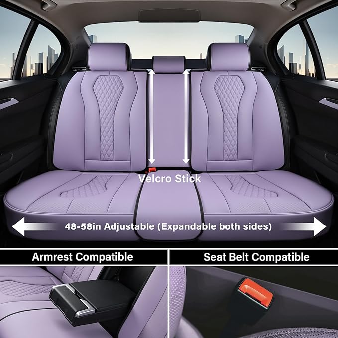 Coverado Car Seat Covers Full Set, Purple Seat Covers, Automotive Car Seat Cover, Car Seat Cushion, Car Seat Covers Front Seats Back Seat Covers, Car Seat Protector Universal Fit Most Cars