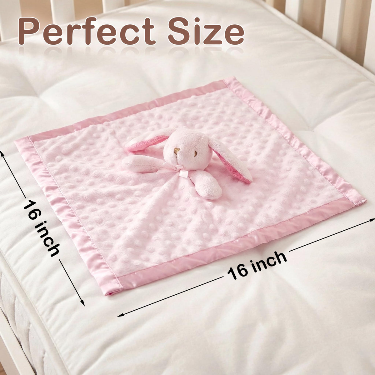 Pro Goleem Loveys for Babies Bunny Security Blanket Baby Girl Gifts Newborn Soft Pink Lovie for Infant and Toddler Snuggle Toy Stuffed Animal, Pink 16 Inch