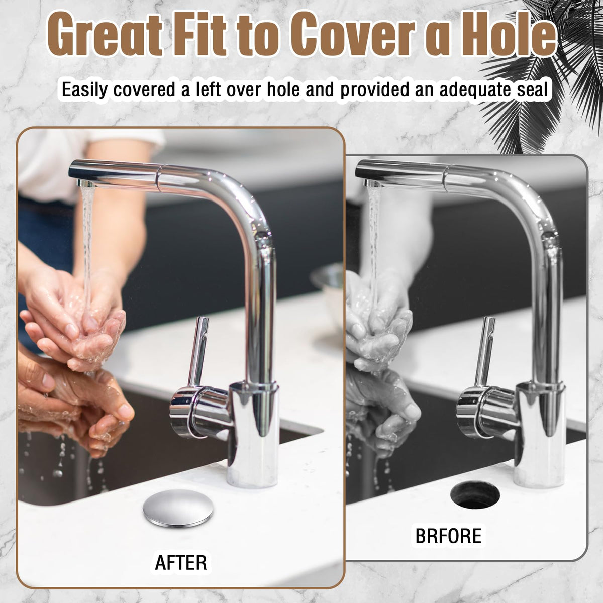 LEIFIDE 2 Inch Faucet Hole Cover for Kitchen Sink,Brushed Stainless Steel