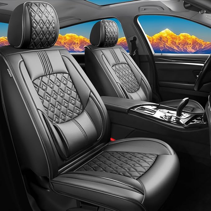 Fit Accord Car Seat Covers for Honda Accord 2003-2024 2025 2026 - Upgraded Premium Waterproof & Breathable Leather, Airbag Compatible, All-Weather Seat Cushion Protector (Full Set, Black)