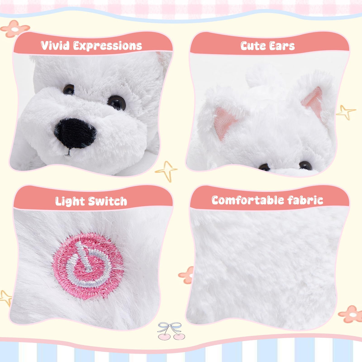 Light up West Highland White Terrier Dog Stuffed Animal Glowing Puppy Plush