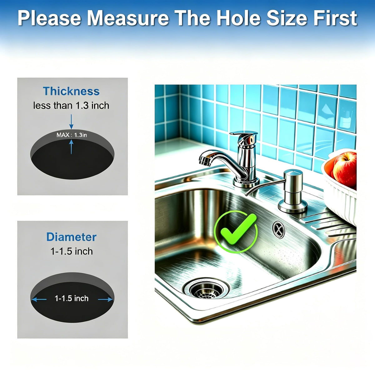 Soap Dispenser for Kitchen Sink, Countertop/Built in Dish Soap Dispenser