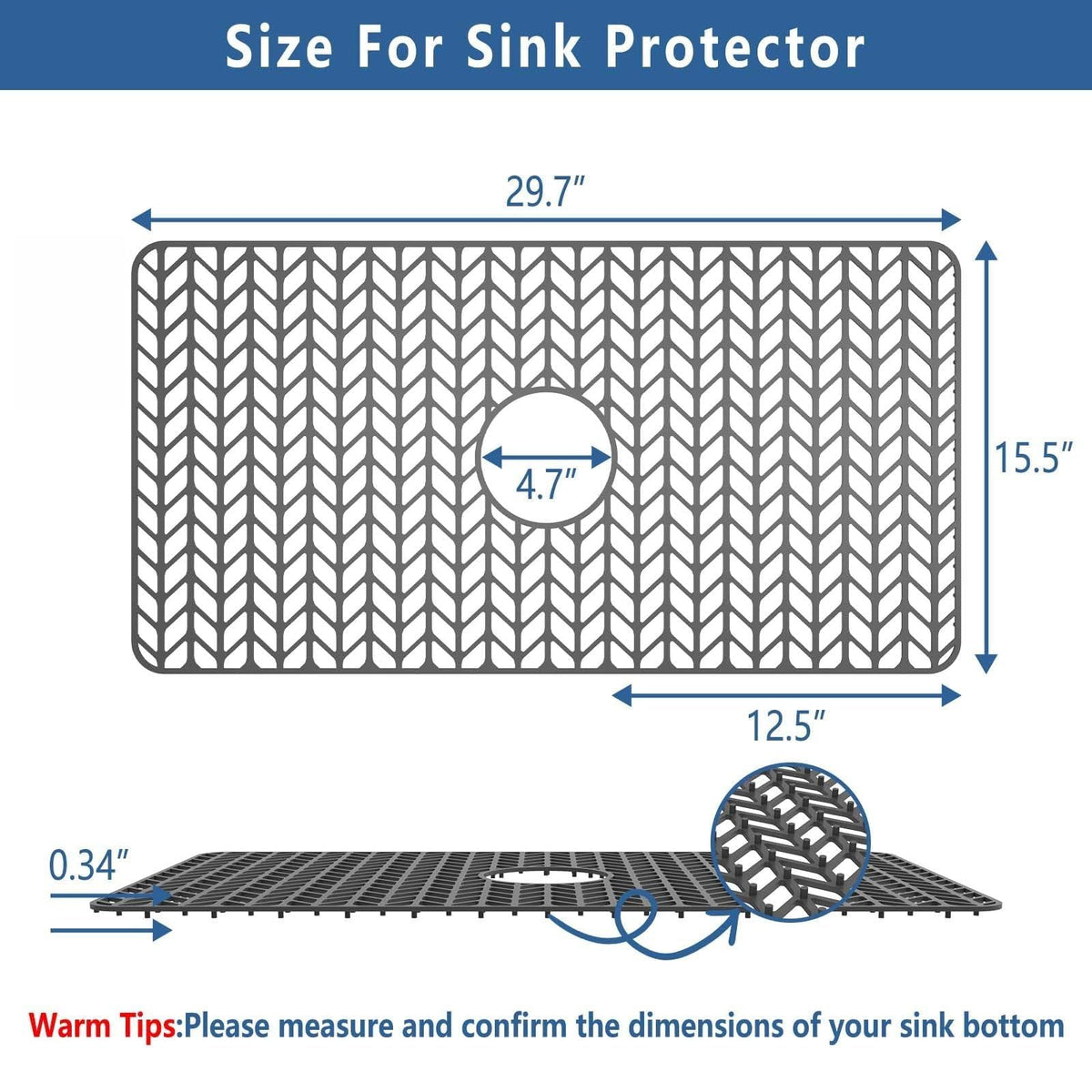AWOKE Silicone Sink Protectors for Kitchen Sink, 30" x 16" Center Drain
