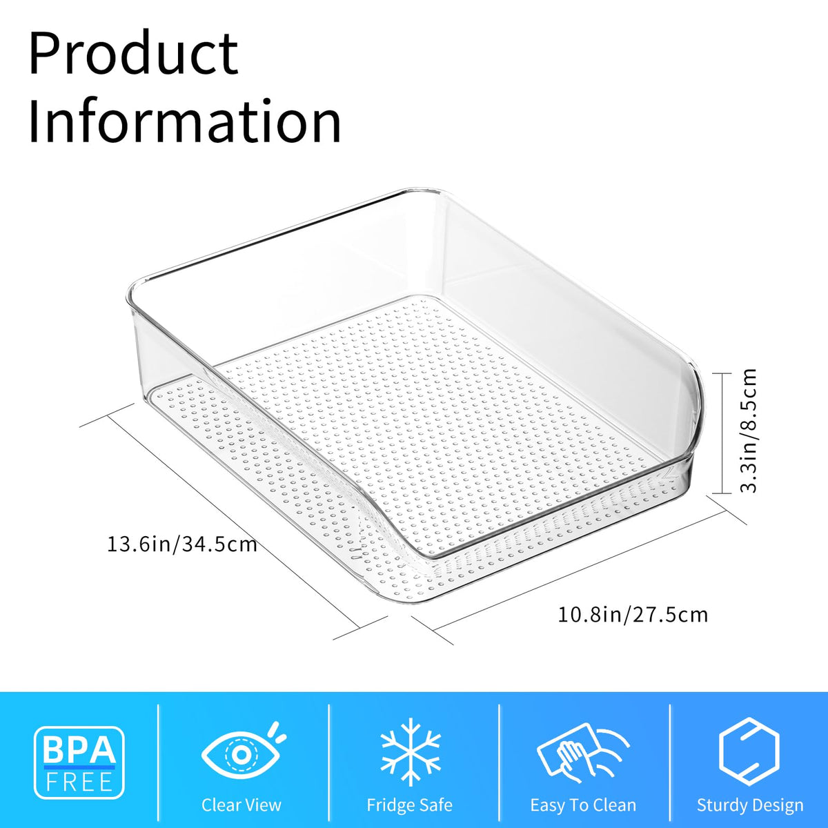 Ettori 2 Pack Water Bottle Organizer Refrigerator Organizer Bins and Clear Storage Bins for Fridge, Freezer, Cabinet, Cupboard, Pantry Shelf, BPA-Free