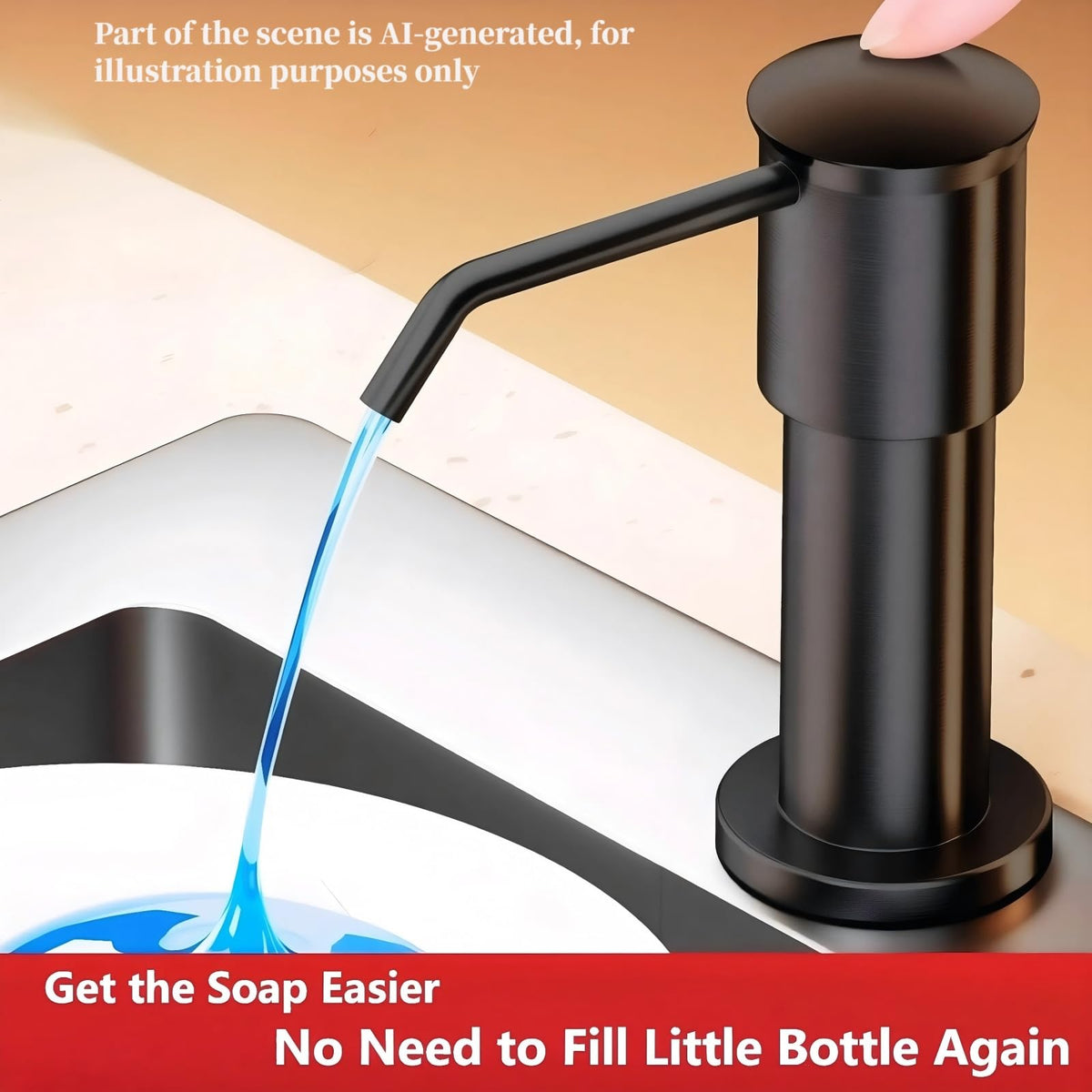 Soap Dispenser for Kitchen Sink,Dish Soap Dispenser,Kitchen Sink Soap Dispenser Pump with 35'' Extension Tube Kit(Black)