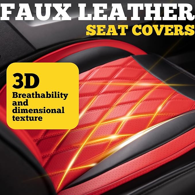 LINGVIDO Car Seat Covers Full Set (5 Seats) - Premium Perforated Nappa Leather, Waterproof Shield, Omni-Adapt Fit SUVs Sedans, Ultimate Family & Pet Protection