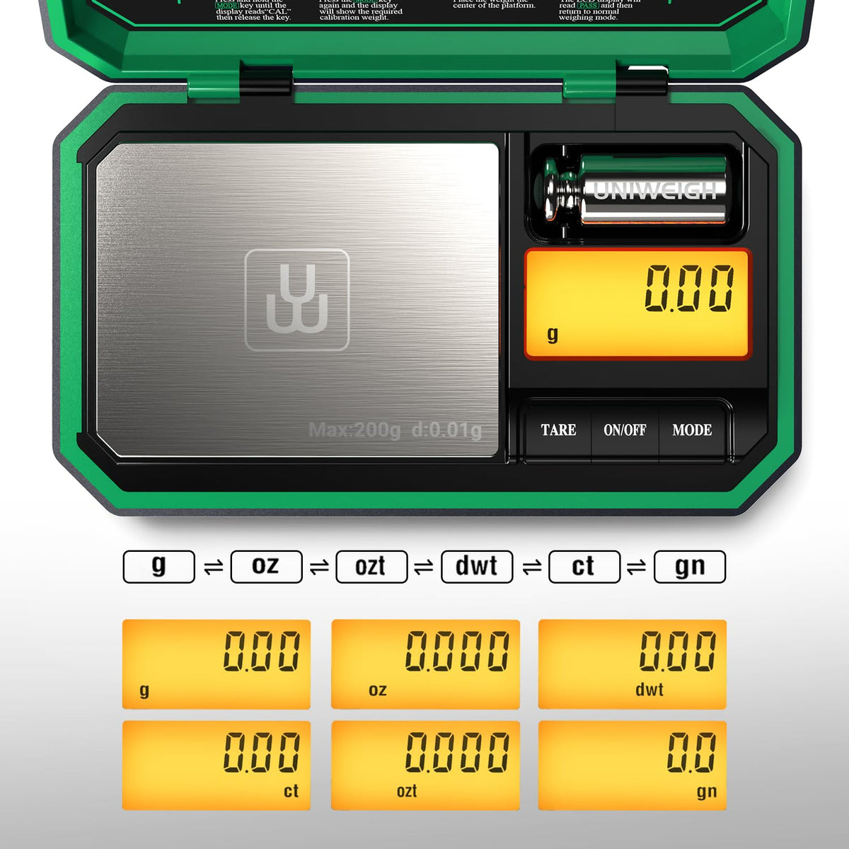 UNIWEIGH Digital Pocket Scale Precision 200g/0.01g Scale Grams Ounces