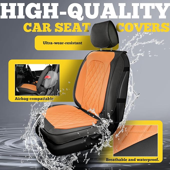 LINGVIDO Car Seat Covers for Front Seats (2 Seats) - Premium Perforated Nappa Leather,Waterproof Shield, Omni-Adapt Fit for SUVs Sedans, Ideal for Rideshare & Pets