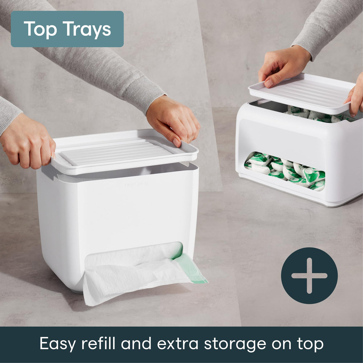 YouCopia SinkSuite Bag & Pod Dispenser, Standing Garbage Bag and Dishwasher Pod Organizer with Removable Lids for Storage, Speckled White