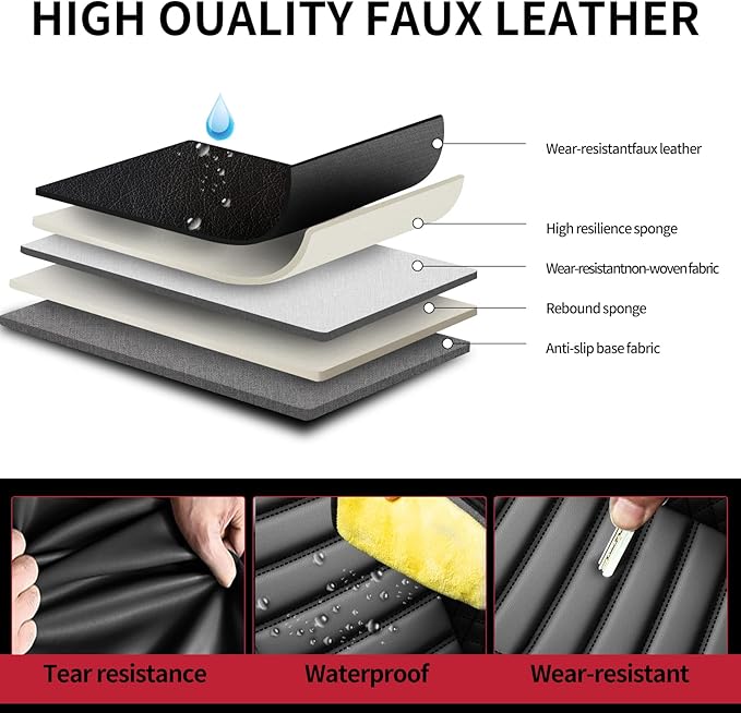 Fit Elantra Car Seat Covers for Hyundai Elantra 2017-2024 2025 2026 - Upgraded Premium Waterproof & Breathable Leather, Airbag Compatible, All-Weather Seat Cushion Protector (Full Set, Black)