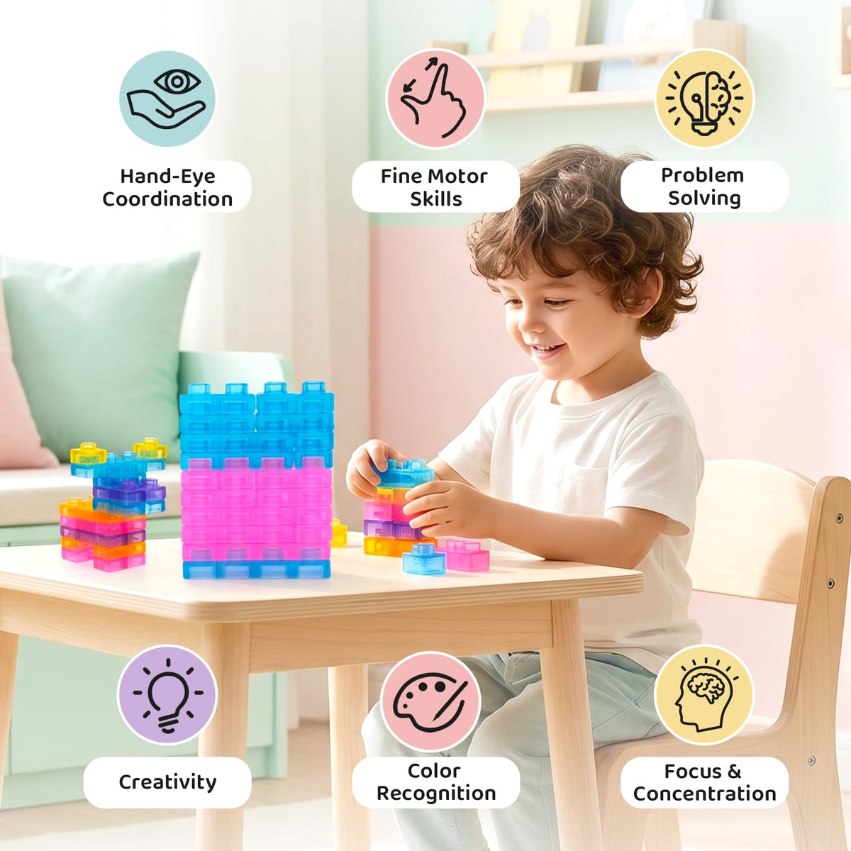 Hugrow 40 PCS Sensory Soft Building Blocks for Toddlers – Montessori Squishy Stacking Toy Set, Squeezable & Stretchable Early Learning Construction Playset, Creative Puzzle Blocks for Kids