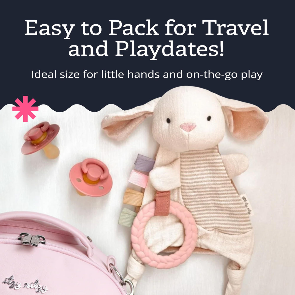Itzy Ritzy Bitzy Crinkle Sensory Toy with Teething Toy, 0+ Months (Bunny)