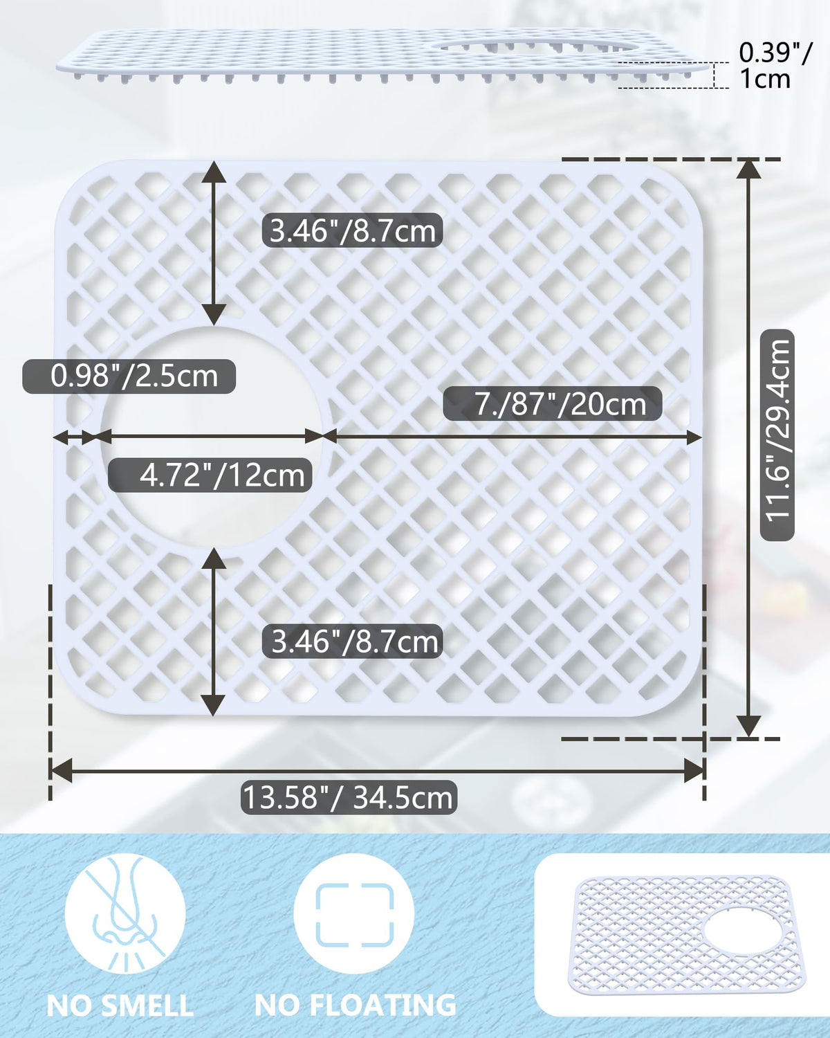 BEHOK 2 Pack Silicone Sink Protectors for Kitchen Sink, Trellis 13x11 White