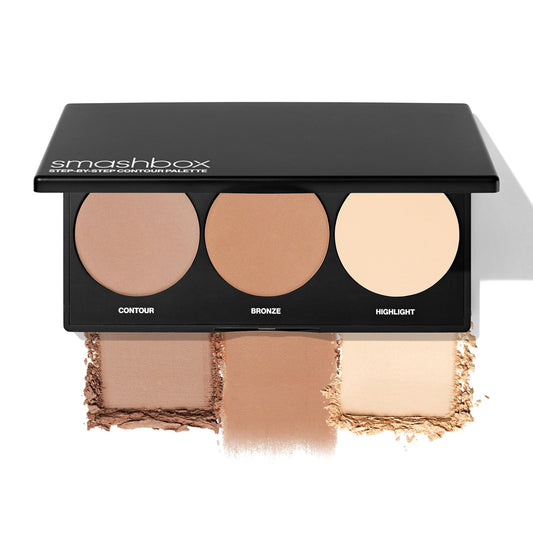 Smashbox Step-By-Step Contour Palette | Sculpt + Glow All-In-One Contour Kit with Blendable + Buildable Formulas, Light/Medium, 0.3 Ounce