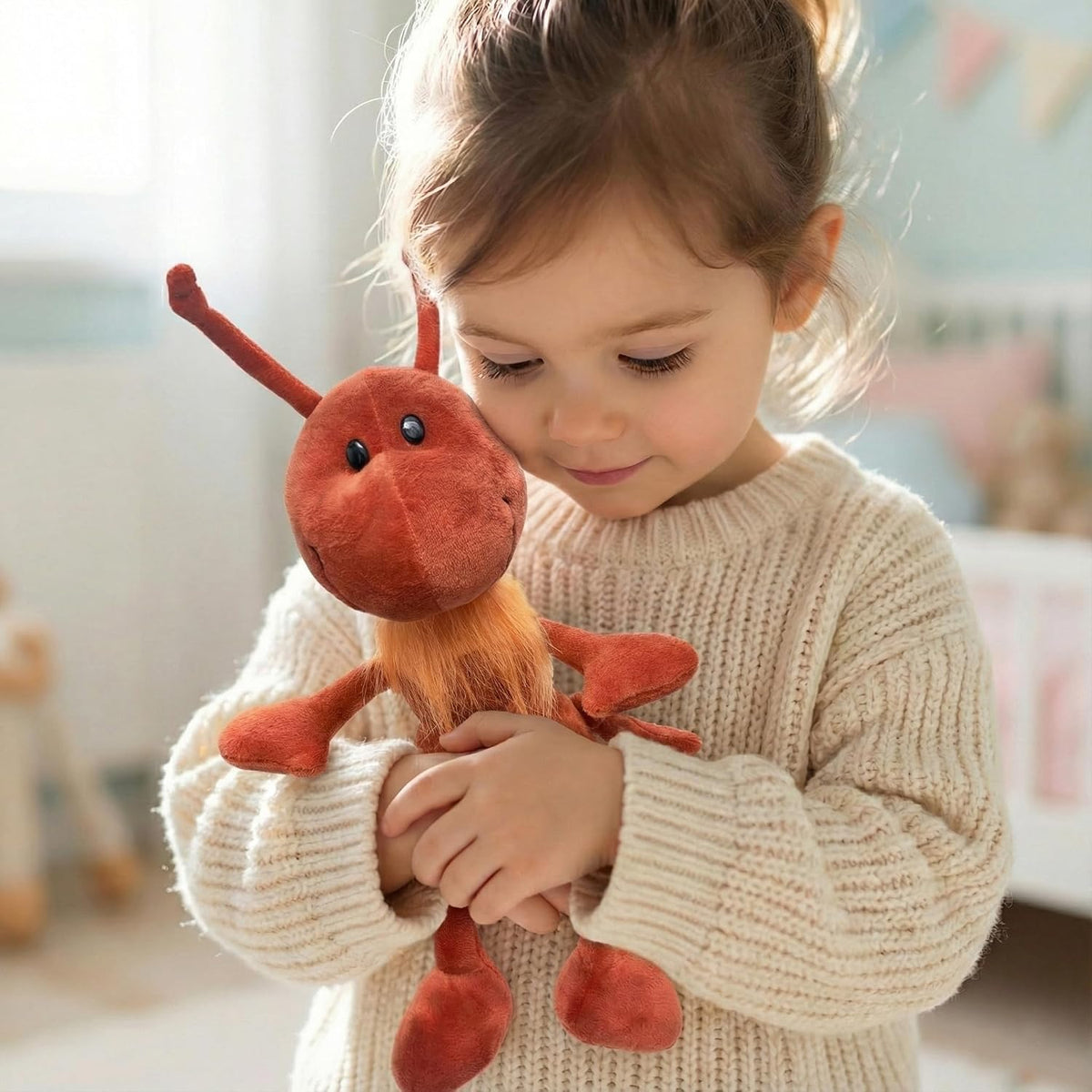 JoyAmigo Ant Plush Stuffed Animal Insect Toy, 8 Inch Soft Red