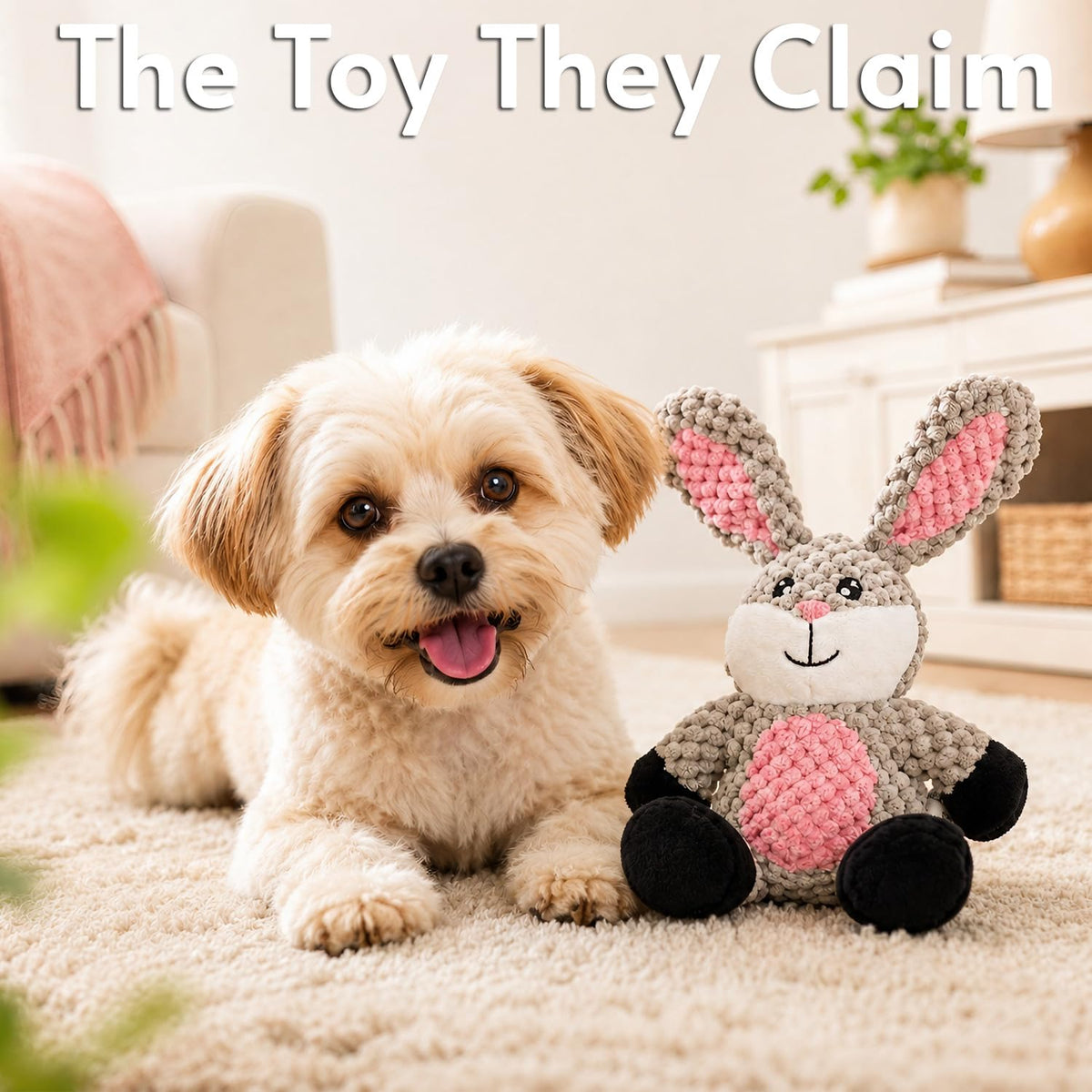 Glory To Dog Barnyard Rabbit Plush Toy for Small Dogs and Puppies