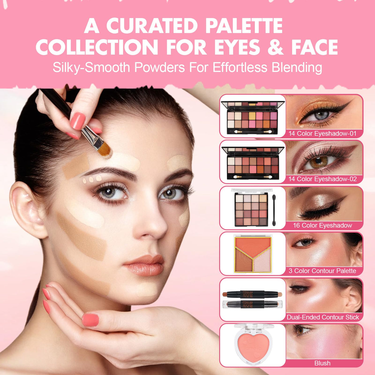 Makeup Kit for Teens & Girls, Makeup Gift Set for Beginners Teenager, Makeup Essential Bundle Includes Foundation Eyeshadow Contour Palette Lipstick Eyeliner Mascara Cosmetic Brush Set