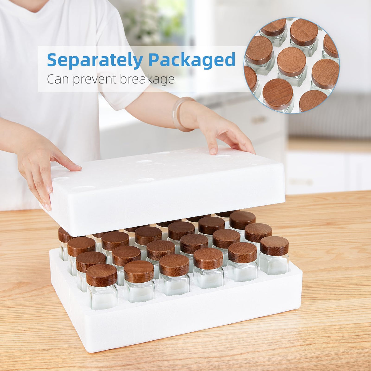 Yangbaga Glass Spice Jars with Labels, 24pcs 4oz Seasoning Organizer Jars