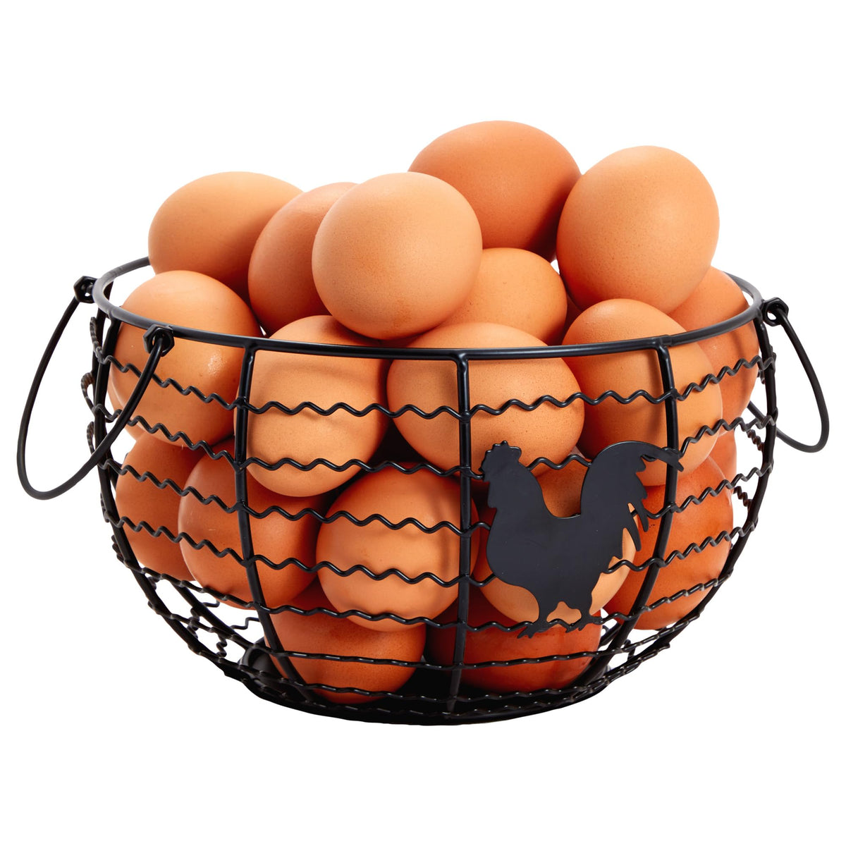 Juvale Egg Holder Countertop Wire Basket - 8.2 x 8.2 x 4.9 in, Black Iron Farmhouse Style - Egg Basket Countertop Organizer for Kitchen Decor & Accessories