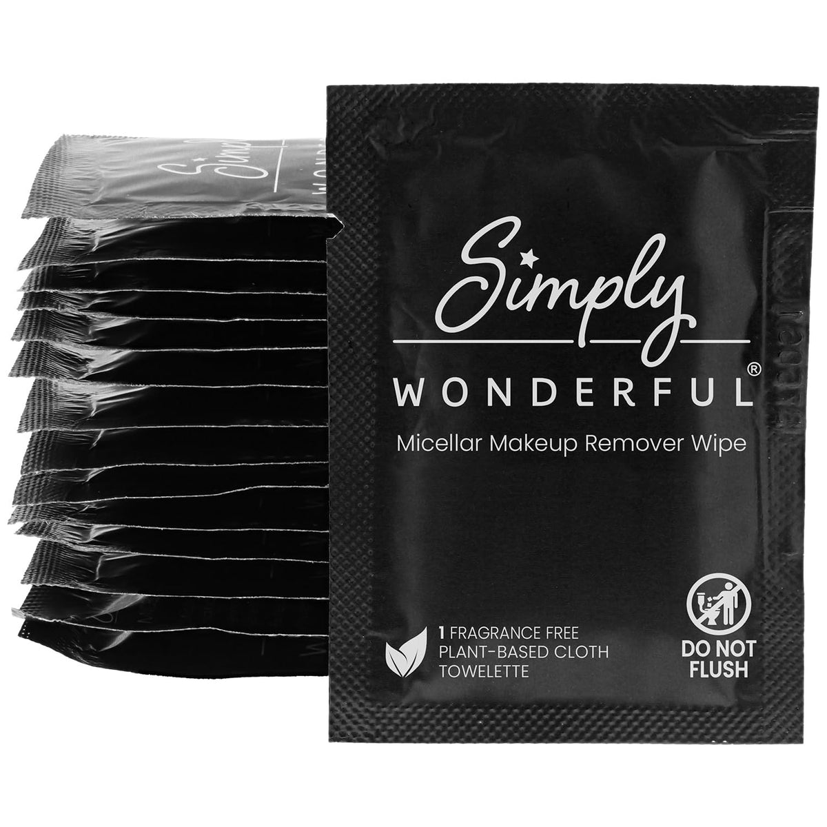 Simply Wonderful Makeup Wipes Remover - Micellar Water Makeup Remover Wipes Individually Wrapped - Facial Cleansing to Remove Makeup, Mascara, Lipstick, Oil and Dirt, 100 Bulk Makeup Wipes